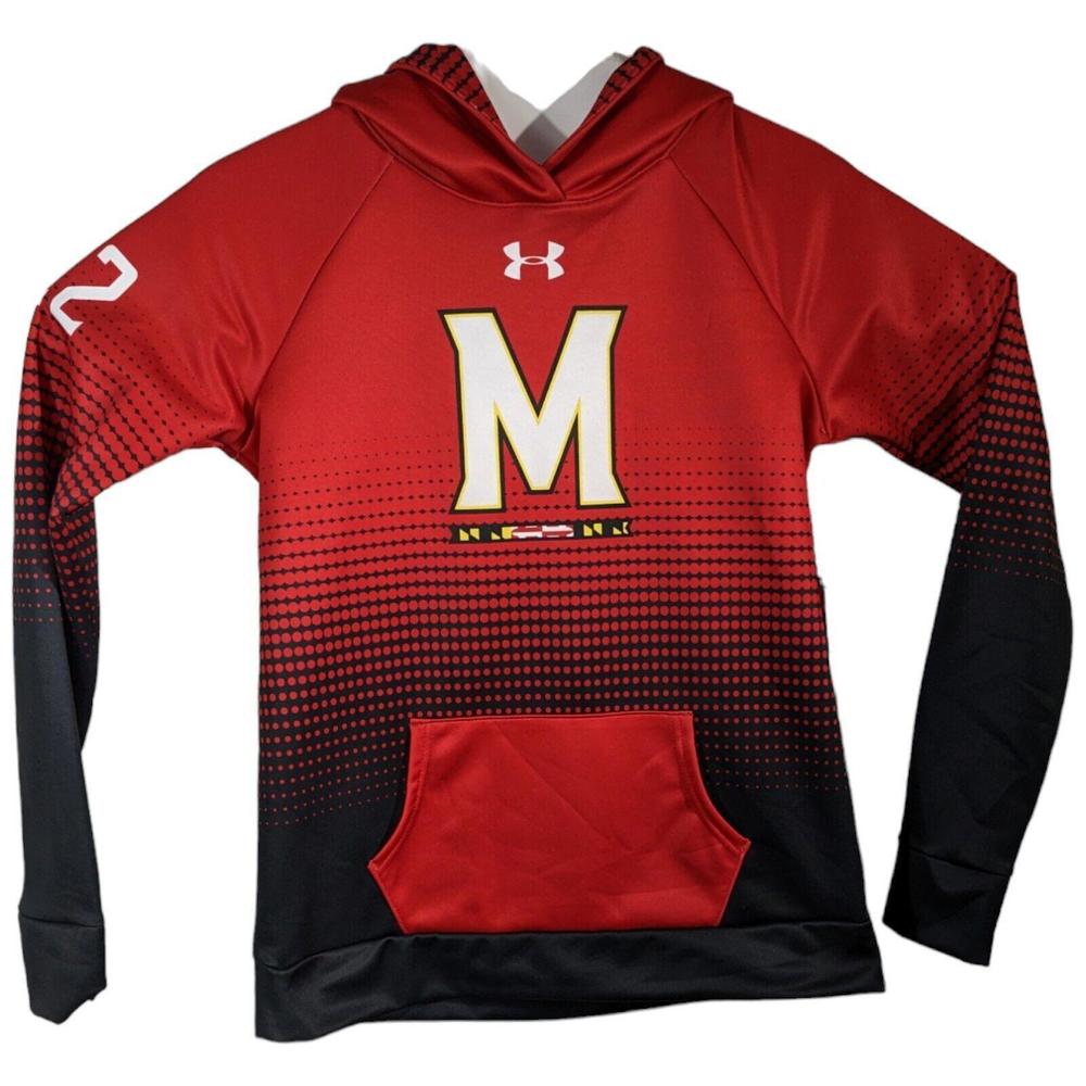 Maryland Terps Hoodie Womens Size Small Red Black Soccer Sideline"Playername" 22
